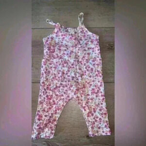 Jessica Simpson Baby Girl Pink & Orange Floral Romper Size 0-3 Months